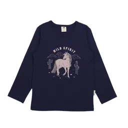 Walkiddy Walkiddy Kinder Langarmshirt GOTS zertifiziert, navy, Pferde-Print, Bio-Baumwolle – Produktbild 1 von 1