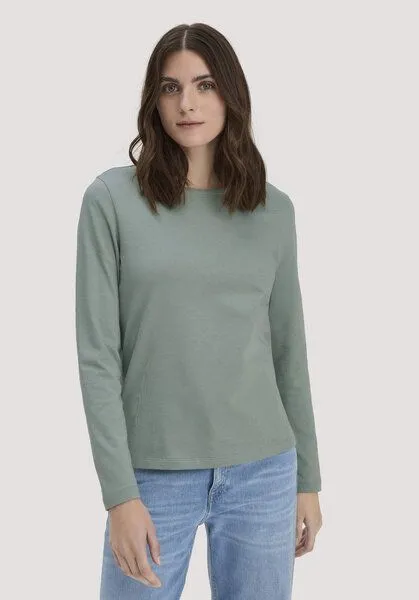 hessnatur hessnatur Langarmshirt aus reiner Bio-Baumwolle, Mattgrün, – Produktbild 1 von 4