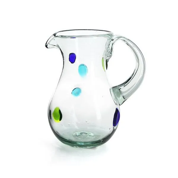GLOBO Fair Trade GLOBO Fair Trade Krug Jarra aus Recyclingglas, mundgeblasen, Bunte punkte, – Produktbild 1 von 1