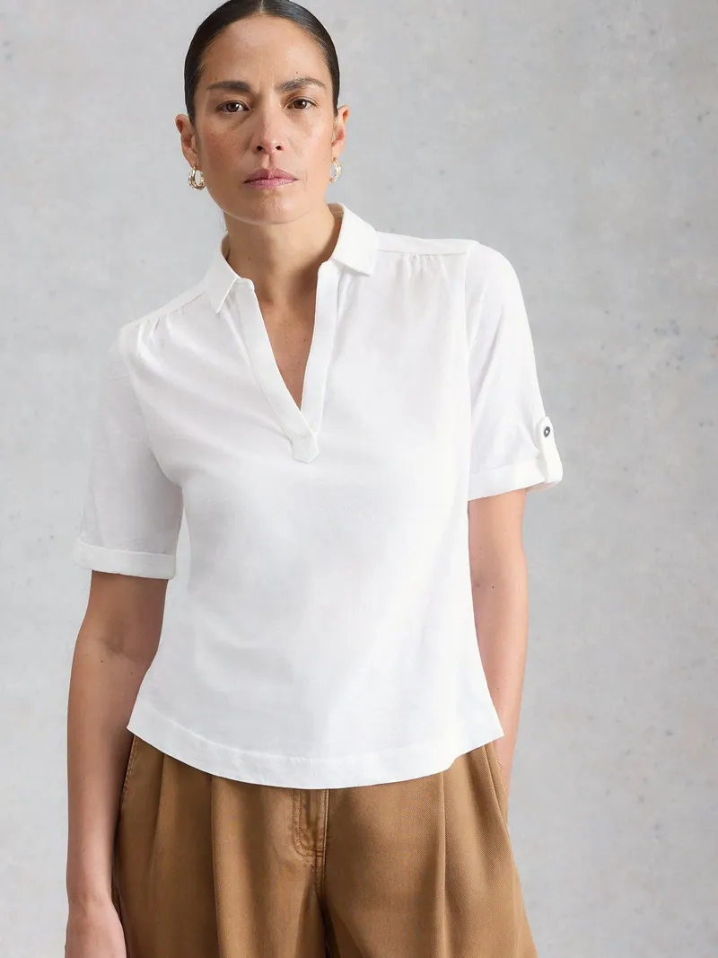 White Stuff Jerseybluse Allie - 42, Reines weiß, – Produktbild 3 von 4