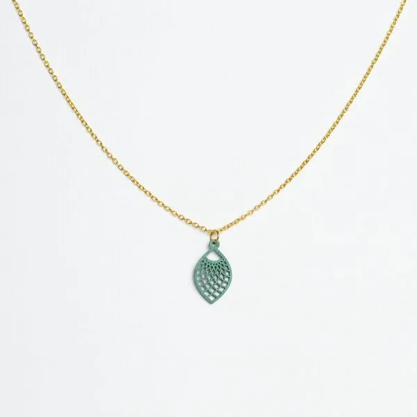 feinformart feinformart Kette mit Holzanhänger 'Leaf', Green, – Produktbild 3 von 5