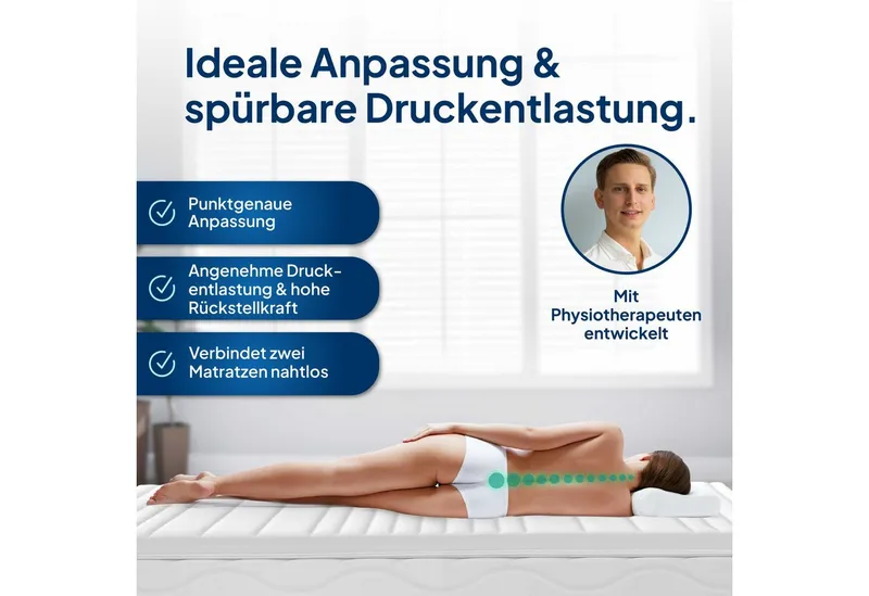 AM Qualitätsmatratzen, Topper Latex RG65, Premium Matratzenauflage Latex-Topper, Besonders Langlebig, 6 cm hoch, Latex, 80x200 cm, Weiß, – Produktbild 2 von 5