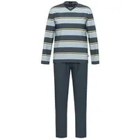 Ammann Ammann Herren Schlafanzug lang V-Neck GOTS Baumwolle, Blau (nightblue), – Produktbild 1 von 1