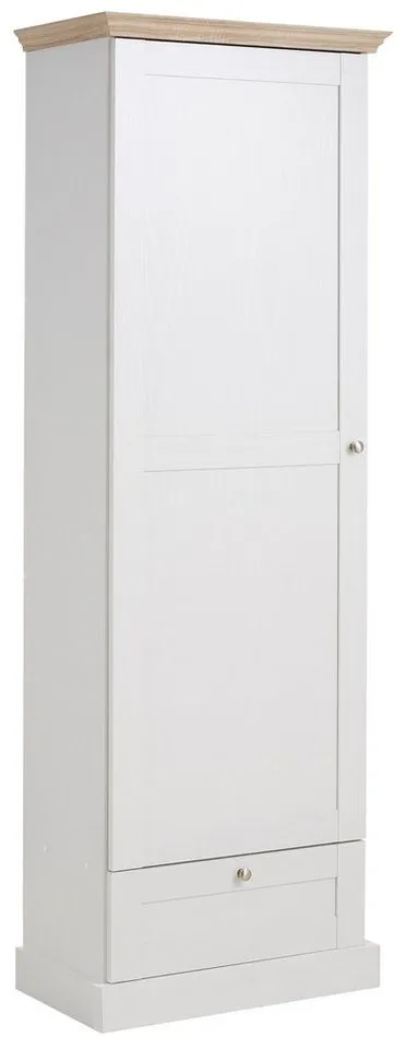 OTTO home Garderobenschrank Binz Flurschrank mit 1 Tür, 1 Schublade und ausziehbare Kleiderstange 1 verstellbarer Einlegebode, Metallknopfgriffe, Höhe 180 cm, Weiß, – Produktbild 2 von 7