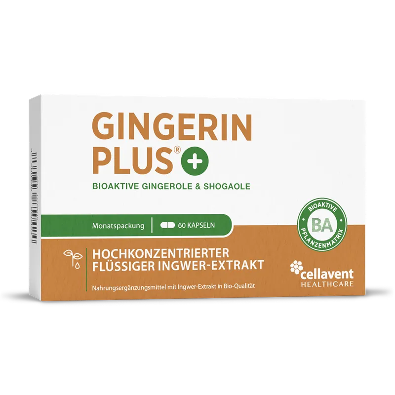 Cellavent Healthcare Bioaktiver Ingwer-Extrakt - Gingerin PLUS 1 Monat – Produktbild 1 von 1