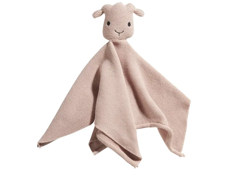 HANS NATUR HANS NATUR Baby Schnuffeltuch mit Rassel Strick Bio-Baumwolle Maße 35 x 35 cm, Rosa, – Produktbild 1 von 2