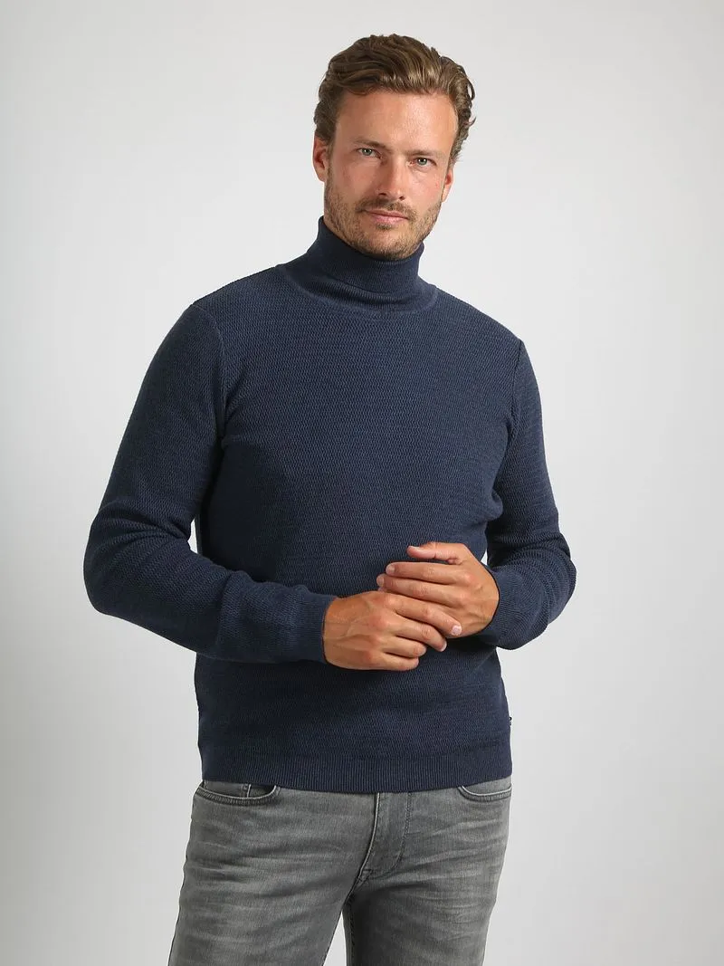 Suitable Suitable Rollkragenpullover Structure Melange Marine - Größe S, Dunkelblau, – Produktbild 2 von 5