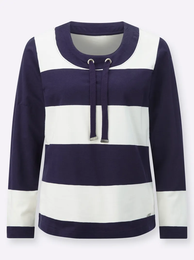 Witt Sweatshirt marine-ecru-geringelt, Marine-ecru-geringelt, – Produktbild 1 von 2