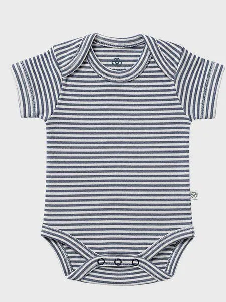 OrganicEra OrganicEra Bio-Kurzarm Babybodys für Neugeborene, 2-teiliges Set, Indigo melange (blau), – Produktbild 2 von 3