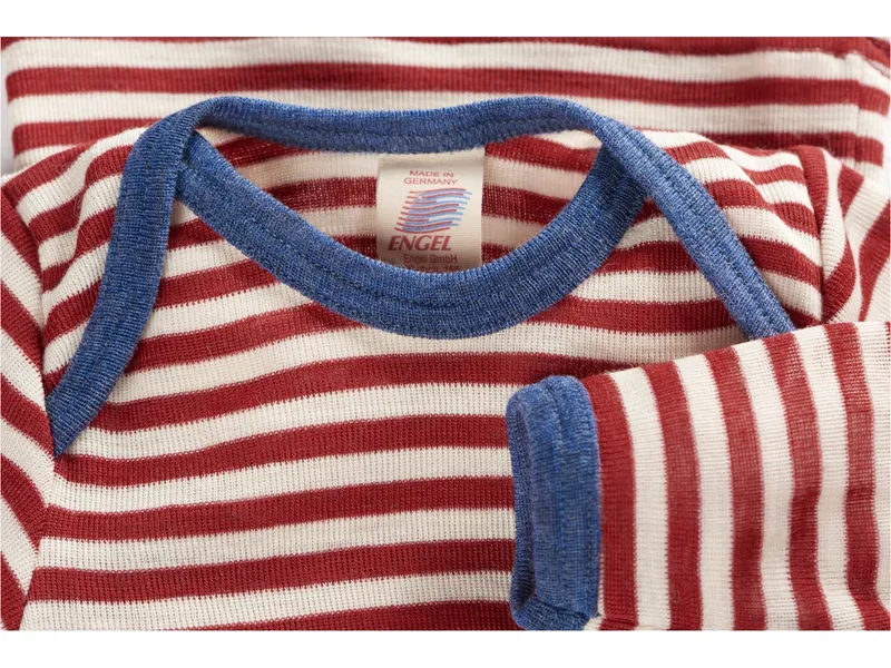 Engel natur Engel Natur Baby Schlupfhemd Langarm Bio-Merinowolle rot-geringelt Gr.74/80, Rot, – Produktbild 2 von 2