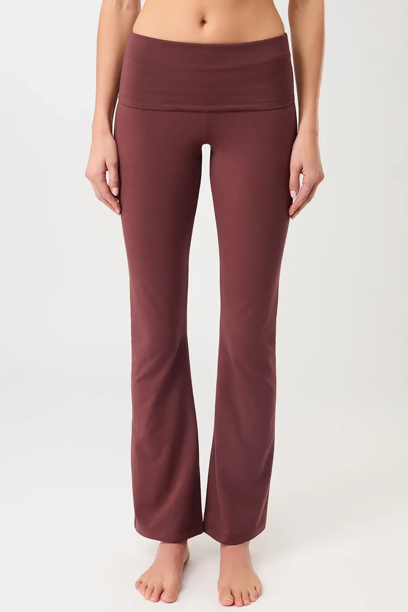 mandala MANDALA Damen vegan Hose Classic Rolldown Rosewood, Dunkelrot, – Produktbild 1 von 2