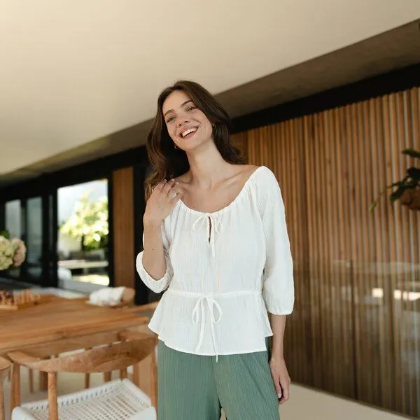 NORDLICHT NORDLICHT Bluse Soni aus Bio-Baumwolle, Weiss, – Produktbild 2 von 4