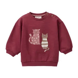 People Wear Organic People Wear Organic Sweat Pullover, rot uni, "Katzen" – Produktbild 1 von 1