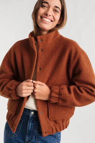 TWOTHIRDS TWOTHIRDS Jacke aus gekochter Wolle Bushmill, Burnt orange, – Produktbild 2 von 3