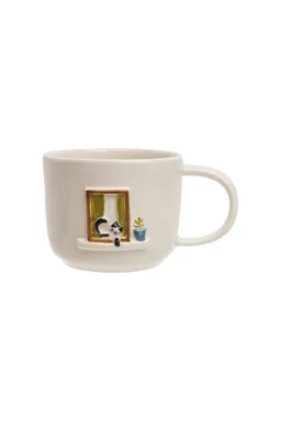 Tranquillo Tasse BRUNETTEA Katze am Fenster – Steinzeug - creme – Produktbild 1 von 1