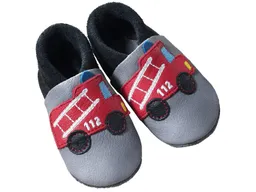 Orangenkinder Kinder Lederpuschen Krabbelschuhe Bio-Leder "Feuerwehr" Gr.24/25 – Produktbild 1 von 1