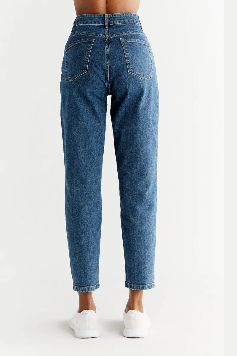 Evermind Evermind Damen vegan Jeans Mom Fit Lapis Blau, Dunkelblau, – Produktbild 2 von 2