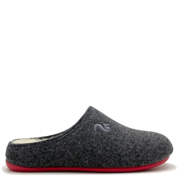 thies thies 1856 ® Recycled Wool Slipper, aus Wolle und Bio-Schurwolle, fair produziert, Anthracite red (dunkelgrau), – Produktbild 1 von 4