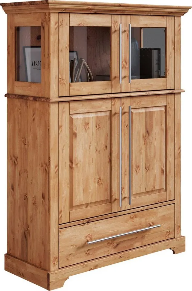 OTTO home Highboard Melissa Vitrine Breite/Höhe/Tiefe 94/39/133 cm, Beige, – Produktbild 2 von 5