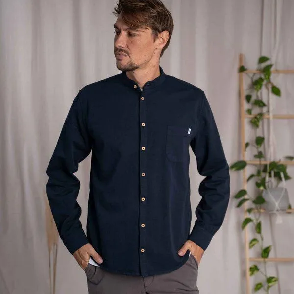 Vresh Clothing Vresh Clothing Christov - Hemd aus Biobaumwolle, Blueberry, – Produktbild 3 von 4