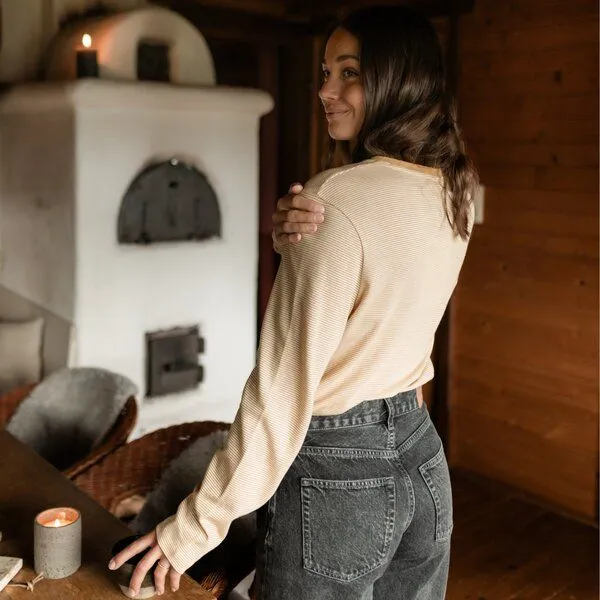 NORDLICHT NORDLICHT Gestreiftes Oversize Langarmshirt Alva, Gelb, – Produktbild 4 von 4