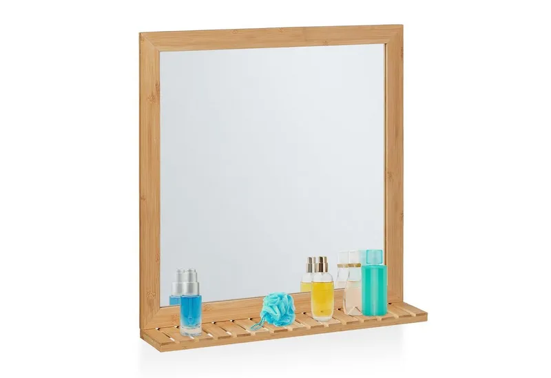 RELAXDAYS RELAXDAYS Wandspiegel Bambus Wandspiegel mit Ablage (1-St), Braun, – Produktbild 1 von 5