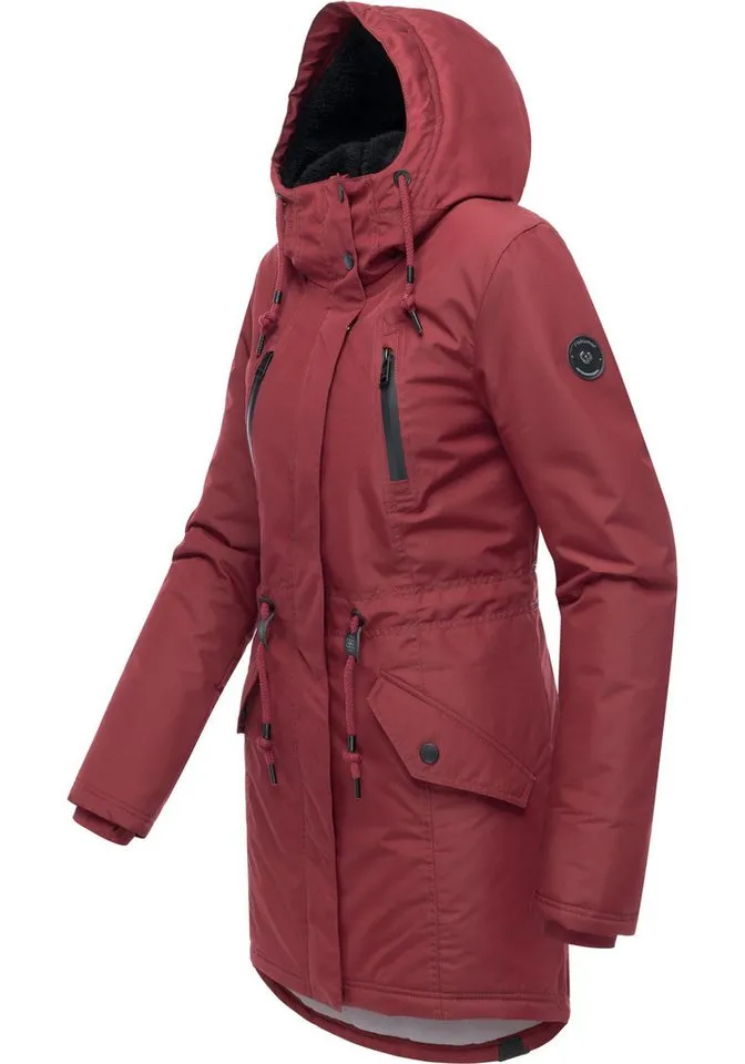 ragwear ragwear Wintermantel Elsien wasserdichter Winterparka mit Teddyfell-Futter, Rot, – Produktbild 3 von 3
