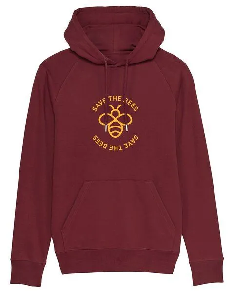 University of Soul University of Soul Herren Hoodie aus Bio-Baumwolle "Save the Bees", Burgunderrot, – Produktbild 1 von 2