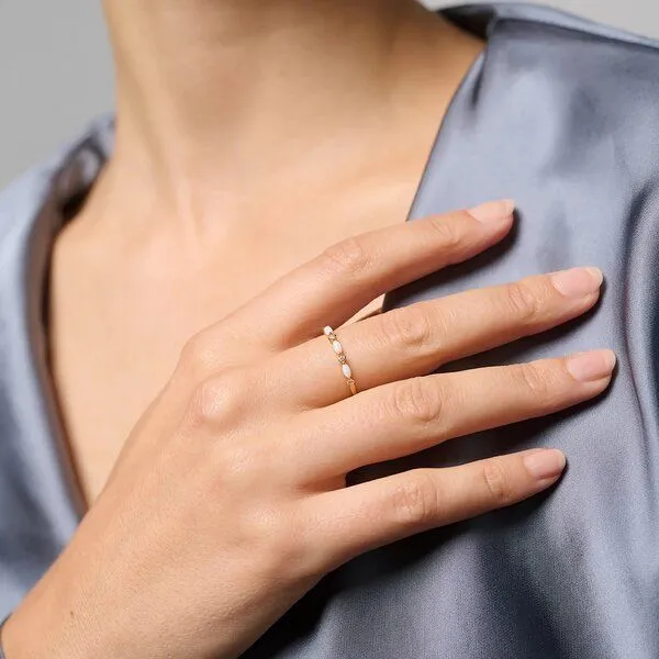 fejn jewelry fejn jewelry Ring 'opal sparkle' - mit Opalen und Zirkonia, Gold, – Produktbild 2 von 3