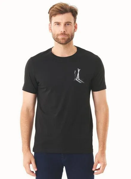ORGANICATION ORGANICATION T-Shirt aus Bio-Baumwolle mit Ski-Print, Schwarz(black), – Produktbild 1 von 4