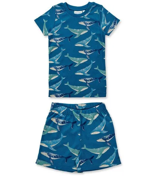 Sense Organics & friends in cooperation with GARY MASH Sense Organics & friends in cooperation with GARY MASH Kurzer Kinder Pyjama aus Biobaumwolle, Wale (blau), – Produktbild 1 von 3