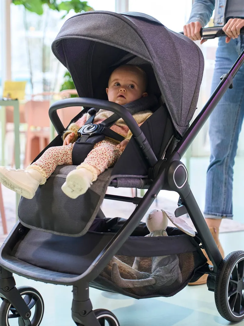 Vertbaudet Vertbaudet Kombi-Kinderwagen AURIGA mit Babyschale & Babywanne, Schiefergrau, – Produktbild 2 von 4