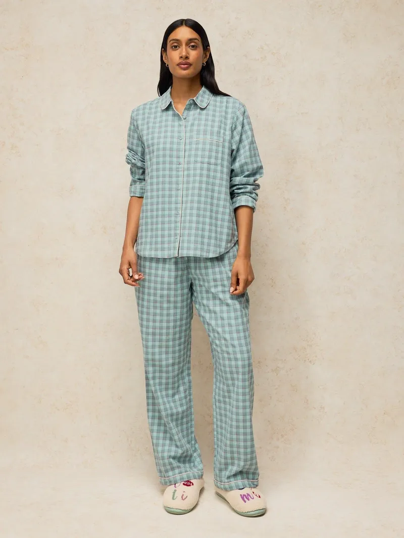 White Stuff White Stuff Kariertes Pyjamaoberteil Noemi, Blau multi, – Produktbild 1 von 4