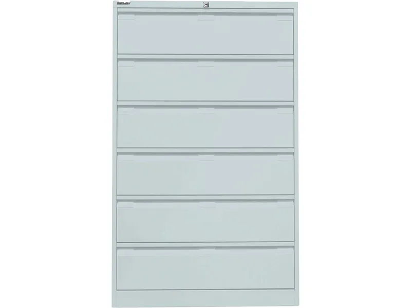 Bisley Bisley Karteischrank "DF 6" dreibahnig, 6 Schubladen, DIN A5, Lichtgrau, – Produktbild 1 von 1