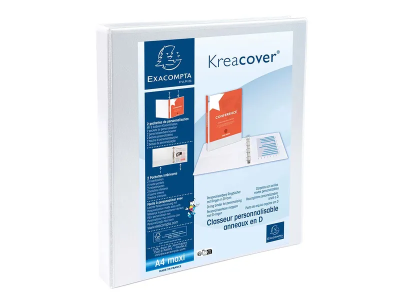 Exacompta 10 Exacompta Ringbücher "Kreacover", DIN A4 Maxi, 2 Ringe 16 mm, RB 38 mm, weiß – Produktbild 1 von 1