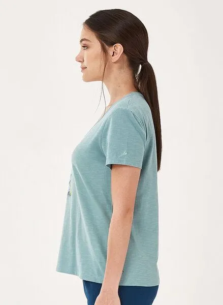 ORGANICATION ORGANICATION T-Shirt aus Bio-Baumwolle mit V-Ausschnitt, Miami sky, – Produktbild 3 von 4