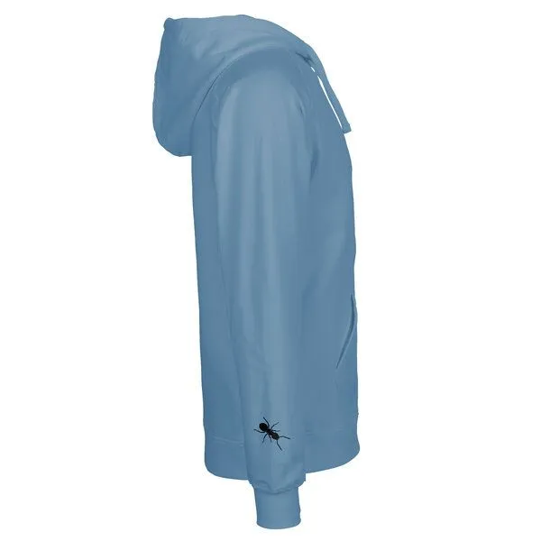 HANDGEDRUCKT HANDGEDRUCKT "Ameisen" Männer Zip-HOODY aus reiner Biobaumwolle (kbA), Indigoblau, – Produktbild 3 von 4