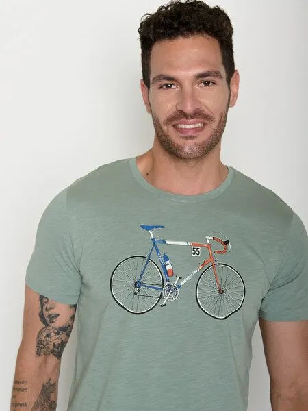 GreenBomb GREENBOMB Bike Jacques Spice - Sportliches T-Shirt aus Bio-Baumwolle / hochwertiger Print / GOTS / Fair & Vegan, Grün (weicher salbei), – Produktbild 2 von 4