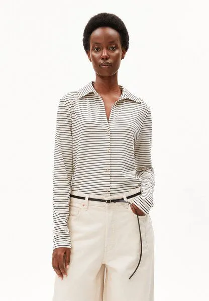 ARMEDANGELS ARMEDANGELS NALAANNIA STRIPE Damen Bio-Baumwoll Mix, Oatmilk-black, – Produktbild 1 von 3
