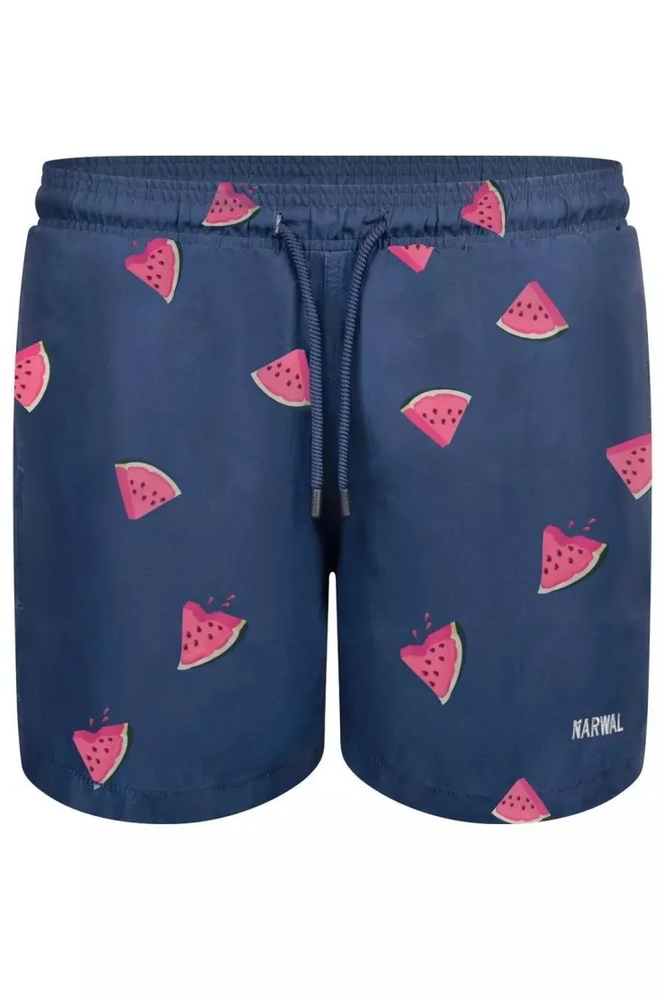 Narwal Narwal Herren vegan Badeshorts Watermelon Print Blau, Rot, – Produktbild 2 von 3
