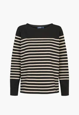 LAURIE LAURIE Damen vegan Langarmshirt Gabrielle Breton Schwarz/Birke Gestreift – Produktbild 1 von 1
