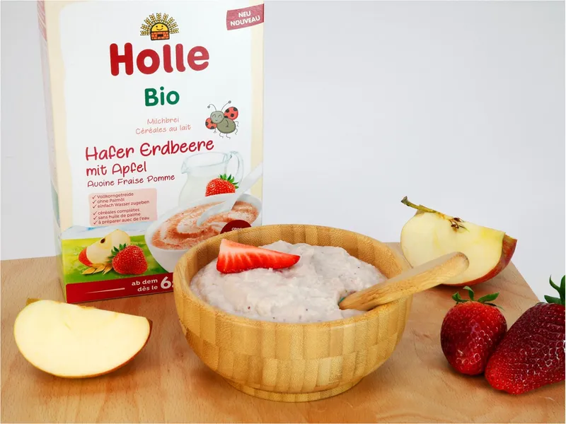 Holle Holle Bio-Babybrei Milchbrei Hafer-Erdbeere-Apfel 250 g ab dem 6. Monat – Produktbild 2 von 2