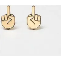 Fyngers Fyngers Ohrstecker aus chirurgischen Edelstahl hochglanzpoliert F*CK YOU, Gold, – Produktbild 3 von 8