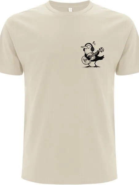 Spreecult Spreecult kleiner Gitarren Vogel - Bio und Fair - Männer Unisex T-Shirt - Guitar Bird, Natural (weiß), – Produktbild 3 von 4