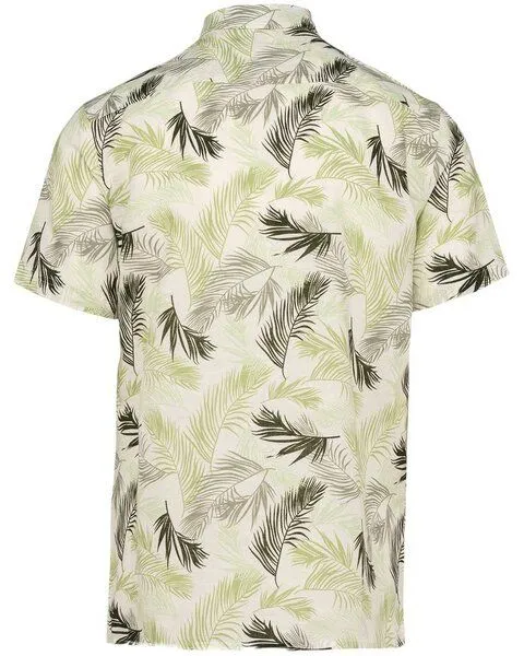 YTWOO YTWOO Herren Hawaii Hemd | Bio -Baumwolle-Leinen-Mix | Aloha Shirt | Kurzarm Hemd, Cremeweiß mit palmblättern, – Produktbild 3 von 4