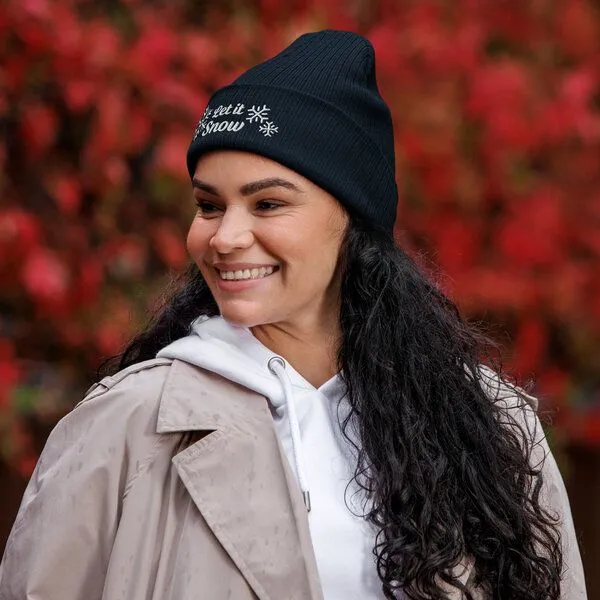 PepMelon Let it snow bestickte Bio-Rippmütze, Navy blau, – Produktbild 3 von 4