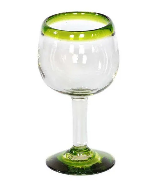 GLOBO Fair Trade GLOBO Fair Trade Weinglas aus Recyclingglas, mundgeblasen, Grüner rand, – Produktbild 1 von 2