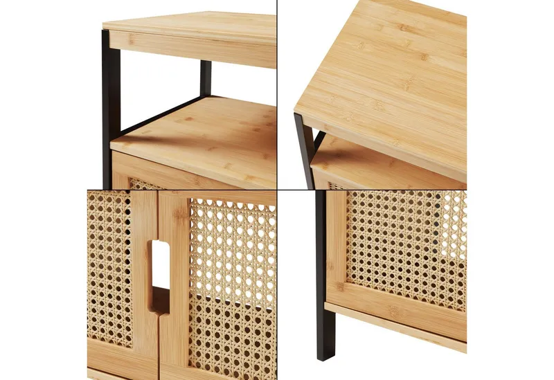 en.casa Waschbeckenunterschrank »Tervola« 60x60x35 cm Schwarz/Bambus, Beige|schwarz, – Produktbild 5 von 5