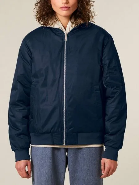 Human Family Human Family Basic Unisex Bomberjacke aus recyceltem Polyester, Blau, – Produktbild 2 von 4