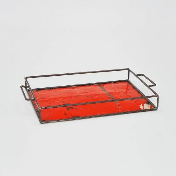 Moogoo Creative Africa Moogoo Creative Africa Upcycling Tablett aus recycelten Ölfässern, Rot, – Produktbild 6 von 8